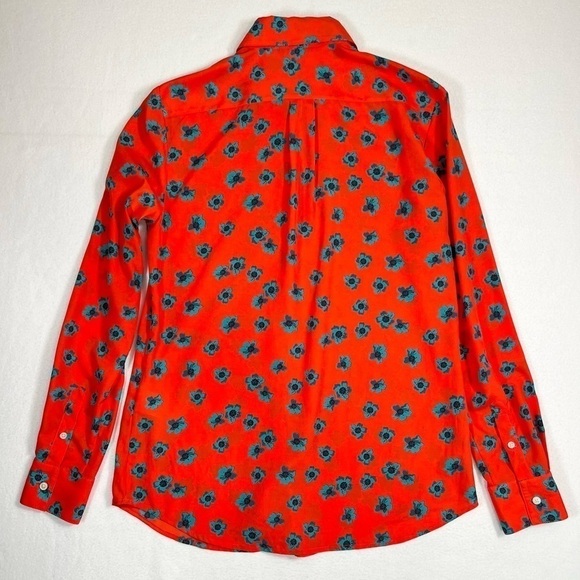 Floral Red Button-Up Women's Top - Picture 5 of 11